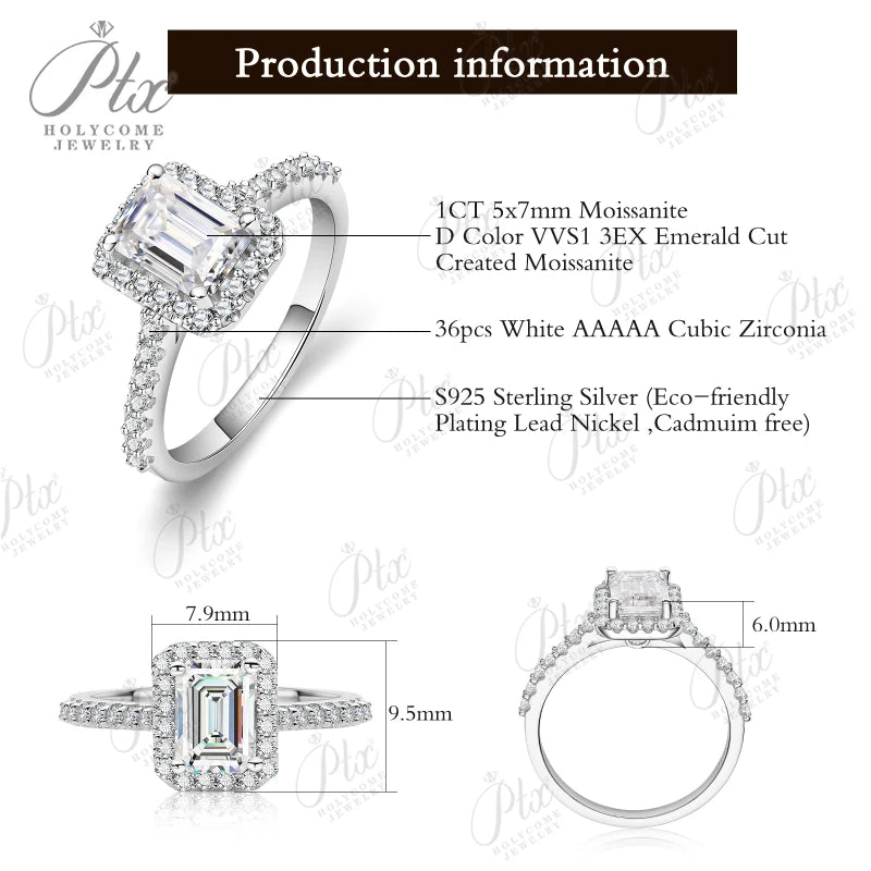 Moissanite Rings 1ct 100% S925 Sterling Silver VVS1 Trillion Heart Multi-Shape K D Wedding Bridal Anniversary Gift Women Charms