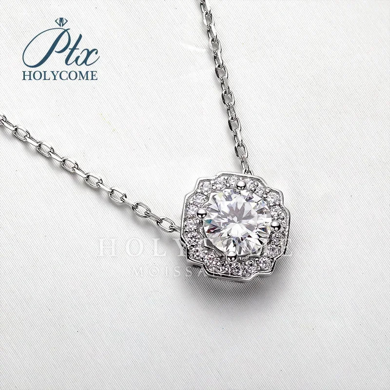 Moissanite Diamond 6.5mm 1CT Necklace For Woman Pendant 925 Silver Party Bridal Fine JewelryHochwertiger Schmuck Geschenk charms