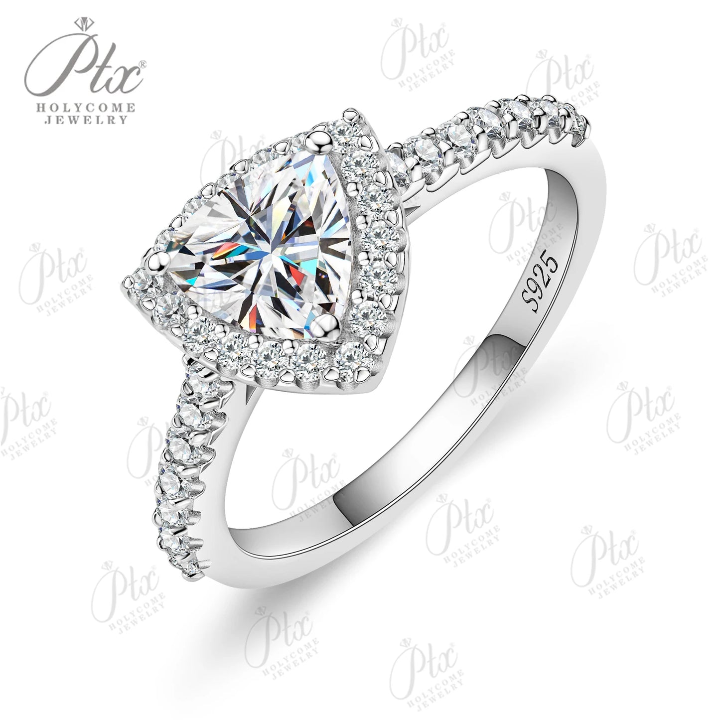 Moissanite Rings 1ct 100% S925 Sterling Silver VVS1 Trillion Heart Multi-Shape K D Wedding Bridal Anniversary Gift Women Charms