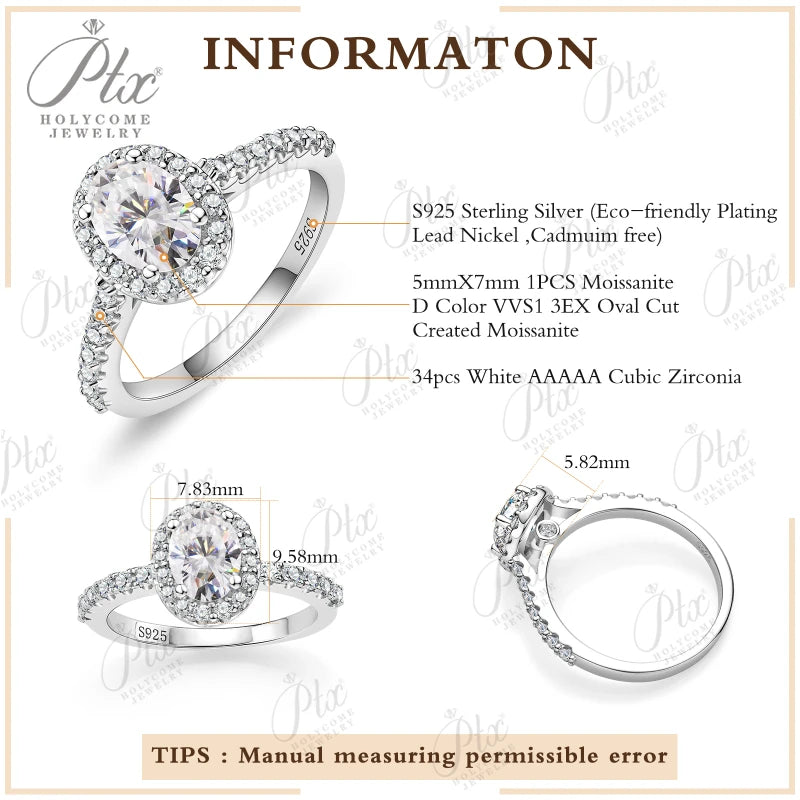 Moissanite Rings 1ct 100% S925 Sterling Silver VVS1 Trillion Heart Multi-Shape K D Wedding Bridal Anniversary Gift Women Charms