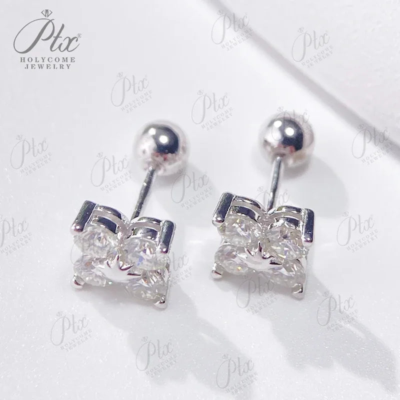 Multiple color Moissanite Stud Earrings for Women Man 4 Stones Classic s925 Sterling Silver Earring GRA Charms Gift Jewelry