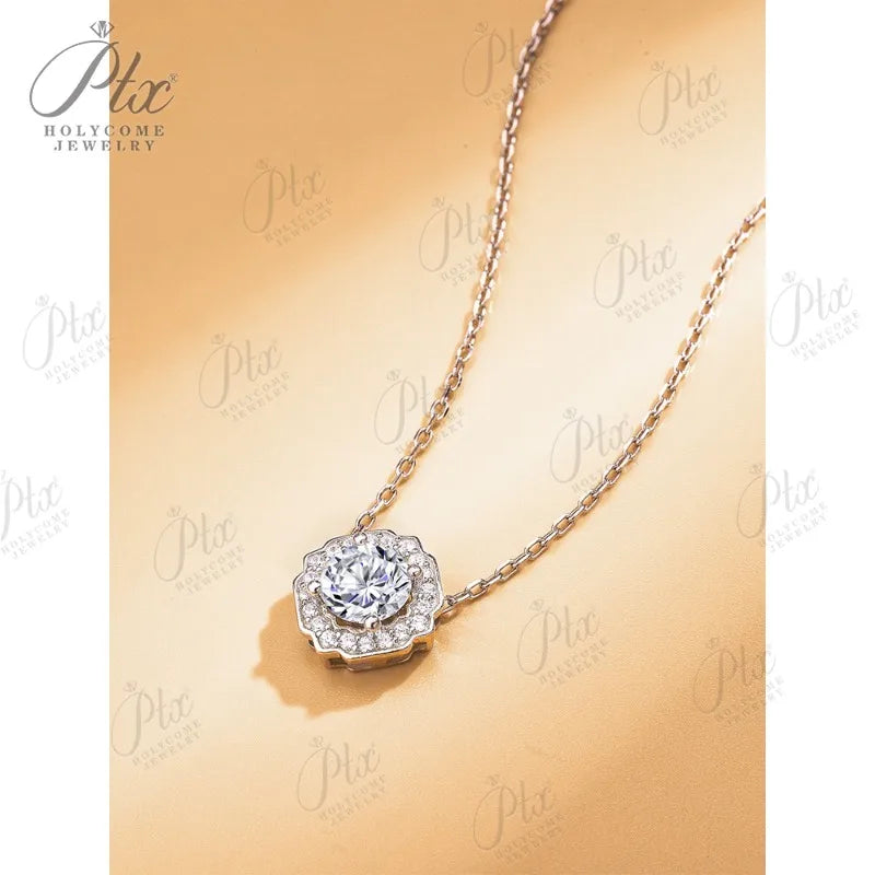 Moissanite Diamond 6.5mm 1CT Necklace For Woman Pendant 925 Silver Party Bridal Fine JewelryHochwertiger Schmuck Geschenk charms