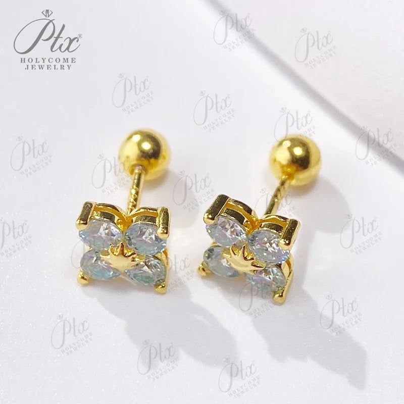 Multiple color Moissanite Stud Earrings for Women Man 4 Stones Classic s925 Sterling Silver Earring GRA Charms Gift Jewelry