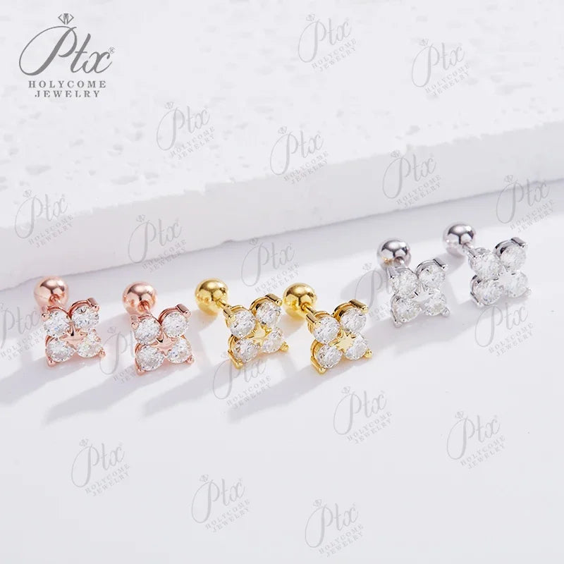 Multiple color Moissanite Stud Earrings for Women Man 4 Stones Classic s925 Sterling Silver Earring GRA Charms Gift Jewelry