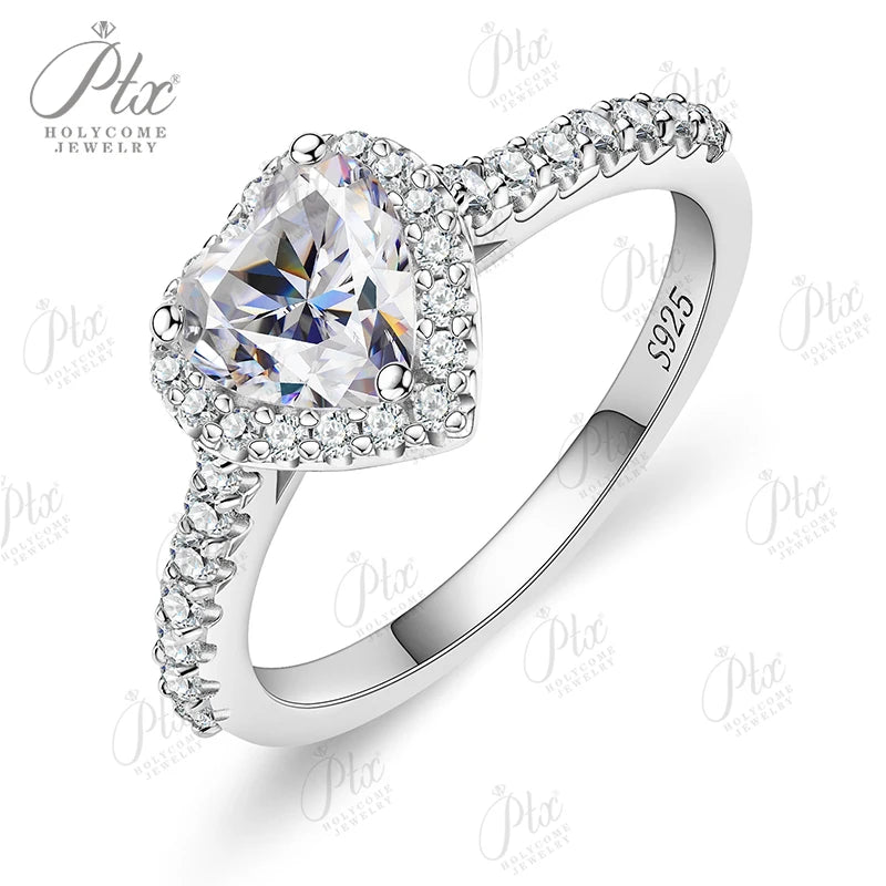 Moissanite Rings 1ct 100% S925 Sterling Silver VVS1 Trillion Heart Multi-Shape K D Wedding Bridal Anniversary Gift Women Charms