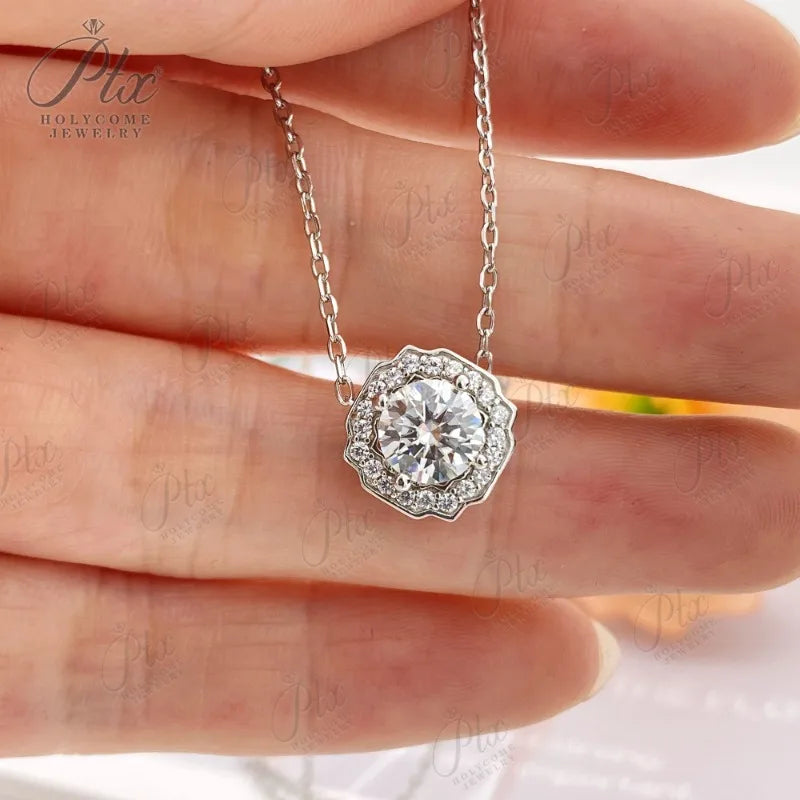 Moissanite Diamond 6.5mm 1CT Necklace For Woman Pendant 925 Silver Party Bridal Fine JewelryHochwertiger Schmuck Geschenk charms