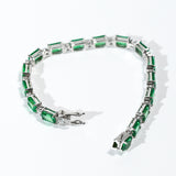 Cultured Ruby/Colombian Emerald Tennis Chain Emerald Cut Exquisite Synthetic Gemstone Unisex Style 925 Silver Allergy-Free