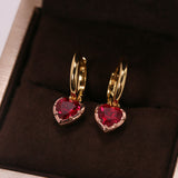 Romantic Heart Shaped Lab-Grown Gemstone Earrings Multi Color Fashion Jewelry for Women Ideal for Daily Wear Hypoallergenic