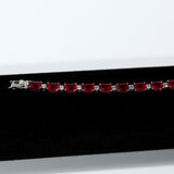 Cultured Ruby/Colombian Emerald Tennis Chain Emerald Cut Exquisite Synthetic Gemstone Unisex Style 925 Silver Allergy-Free