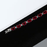 Cultured Ruby/Colombian Emerald Tennis Chain Emerald Cut Exquisite Synthetic Gemstone Unisex Style 925 Silver Allergy-Free