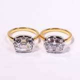 5CT Cushion Cut Moissanite Ring for Women Solid 18K 14K 10K Yellow Gold Two Tone Ring for Christmas Gifts