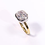 5CT Cushion Cut Moissanite Ring for Women Solid 18K 14K 10K Yellow Gold Two Tone Ring for Christmas Gifts