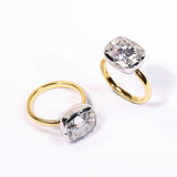 5CT Cushion Cut Moissanite Ring for Women Solid 18K 14K 10K Yellow Gold Two Tone Ring for Christmas Gifts
