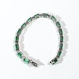 Cultured Ruby/Colombian Emerald Tennis Chain Emerald Cut Exquisite Synthetic Gemstone Unisex Style 925 Silver Allergy-Free