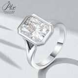 Radiant Cut Ring with 3CT D Color Moissanite Diamond 10k 14k 18K Gold Plated 925 Silver for Women Engagement Wedding Jewely