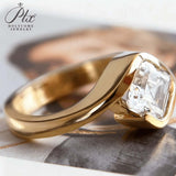 Asscher Cut Moissanite Ring 1-3ct White Gold Yellow Gold Art Deco Style Engagement Ring Wedding Gift for Women