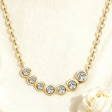 Seven-Round Bezel-Set Necklace with D Color Round Moissanite S925 Plated White Yellow Rose Gold Chain Engagement Chrisrmas Daily