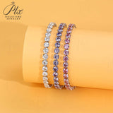 3/4mm Round Moissanite Tennis Bracelet D-Color/Light Pink/Light Purple S925 Silver Exquisite Jewelry Anniversary Gift