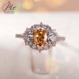 Flower Oval Cut Moissanite Half-Eternity Ring Women Only Gifts For Festivals And Anniversaries