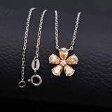 925 Sterling Silver 3EX Cut Pear Moissanite D Color Champagne VVS1 Five-petal Collarbone Necklace– Perfect for Daily Wear