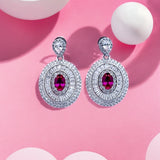 0.8-7CT Oval Cut Ruby/Sapphire/Colombian Emerald Earrings Lab-Grown Gemstone Jewelry Gift for Christmas Easter Hypoallergenic