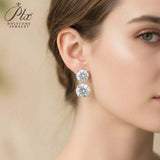 Earrings with 5.6/10CT D Color Round Moissanite 925 Silver Plated White Yellow Gold Ear Stud for Women Fashion Daily Jewely Gift