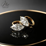 Lab Grown Diamond Earrings Exquisite New Arrival Design 10K/14K/18K Solid Yellow Gold Marquise Cut 2/3ct DEF VVS Minimalist for Women Hypoallergenic Versatile
