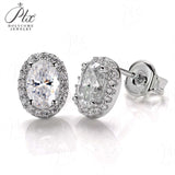 Oval Cut Moissanite Halo Stud Earrings Women Only Gifts For Festivals And Anniversaries