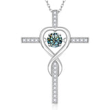Moissanite Necklace 1CT 6.5mm Heart-Cross Pendant 925 Sterling Silver Women Wedding/Anniversary Special Gift Fine Jewelry Charms