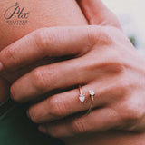 Custom Ring Two Pear Shape Open Moissanite Lab Grown Gemstones 925 Sterling Silver Wealth Charms Anniversary Gift Daily