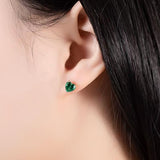 Heart Shaped Stud Earrings Lab Grown Gemstones Ruby Sapphire Emerald S925 Sterling Silver GRA Certificate Charms Birthday Gift