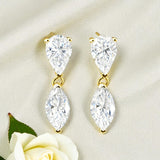 Moissanite Earrings with 4CT Multicolor Pear Marquise Cut Moissanite 925 Silver Ear Stud for Woman Fashion Daily Christmas Jewely