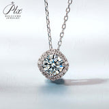 Moissanite Square-shaped Necklace Pendant Multicolor S925 Sterling Silver Gemstone Jewelry Women Wedding Anniversary Gift Party