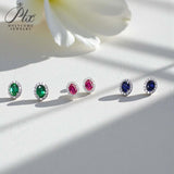 Lab Grown Gemstone Earring 1.7-2CT Oval Ruby Sapphire Colombia With Moissanite S925 Hypoallergenic Earring for Women Girls Gift
