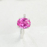 Egg-shaped Ring with Lab Grown Ruby Sapphire Zambian Padparadscha 925 Silver Circle for Engagement Christmas Party Fine Jewely