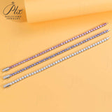 3/4mm Round Moissanite Tennis Bracelet D-Color/Light Pink/Light Purple S925 Silver Exquisite Jewelry Anniversary Gift