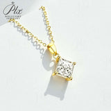Princess Cut Classic Necklace 1/2/3CT D Color Moissanite S925 Plated White Yellow Rose Gold Chain for Engagement Chrisrmas Charm