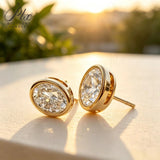 Lab Grown Diamond Earrings Glam Oval Cut 2ct DEF VS 10K/14K/18K Solid Yellow Gold for Women Ideal Gift Daily Wear