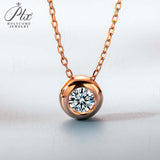Round Moissanite Bezel Setting White/Rose Gold Necklace Women Only Gifts For Festivals And Anniversaries