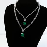 Elegant 925 Sterling Silver Crystal Necklace with Pear/Emerald/Round/Radiant Pendant Luxury Sparkling Jewelry for Weddings Parties and Special Events