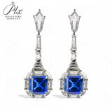 Custom Earrings 100% Real 925 Sterling Silver Lab Sapphire Columbia Ruby 10K/14K/18K Gold Fine Jewelry Wedding Gifts for Women