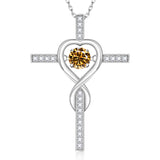 Moissanite Necklace 1CT 6.5mm Heart-Cross Pendant 925 Sterling Silver Women Wedding/Anniversary Special Gift Fine Jewelry Charms
