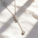 Classic Bubble Necklace D Color Round Moissanite Diamond S925 Silver Plated Dainty Chain for Enegament Party Daily Perfect Gift