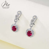 0.8-7CT Oval Cut Ruby/Sapphire/Colombian Emerald Earrings Lab-Grown Gemstone Jewelry Gift for Christmas Easter Hypoallergenic