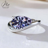 S925 Ring With 3CT Pear Shaped Moissanite D Color/Ruby/Sapphire/Colombian Emerald /Zambian Emerald VVS1 Clarity Customized For Banquet & Festival Gifts