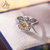 Floral Princess Square Cut Champagne Moissanite Ring Women Only Gifts For Festivals And Anniversaries