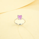 Gemstones Ring Round Shape Lab Grown Sapphire Padparadscha 925 Silver Proposal Wedding Band Hypoallergenic Anniversary Gift