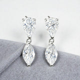 Moissanite Earrings with 4CT Multicolor Pear Marquise Cut Moissanite 925 Silver Ear Stud for Woman Fashion Daily Christmas Jewely