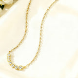 Seven-Round Bezel-Set Necklace with D Color Round Moissanite S925 Plated White Yellow Rose Gold Chain Engagement Chrisrmas Daily