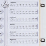 CUSTOM ZIRCON SETS - COMPARISON CHART FOR VARIOUS SHAPES AND SIZES SUITABLE FOR JEWELRY TOOLS